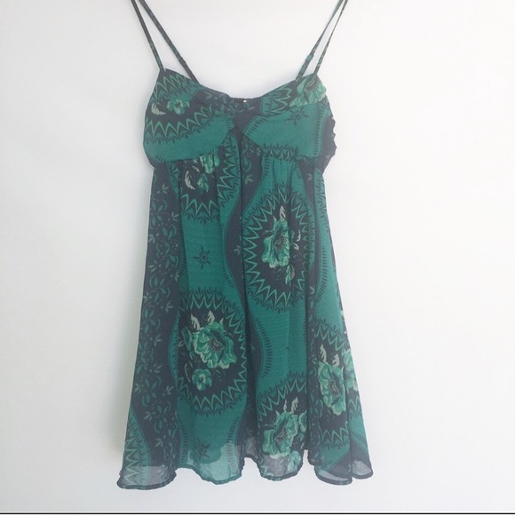 Free People Dresses & Skirts - Free people blue and green floral mini dress